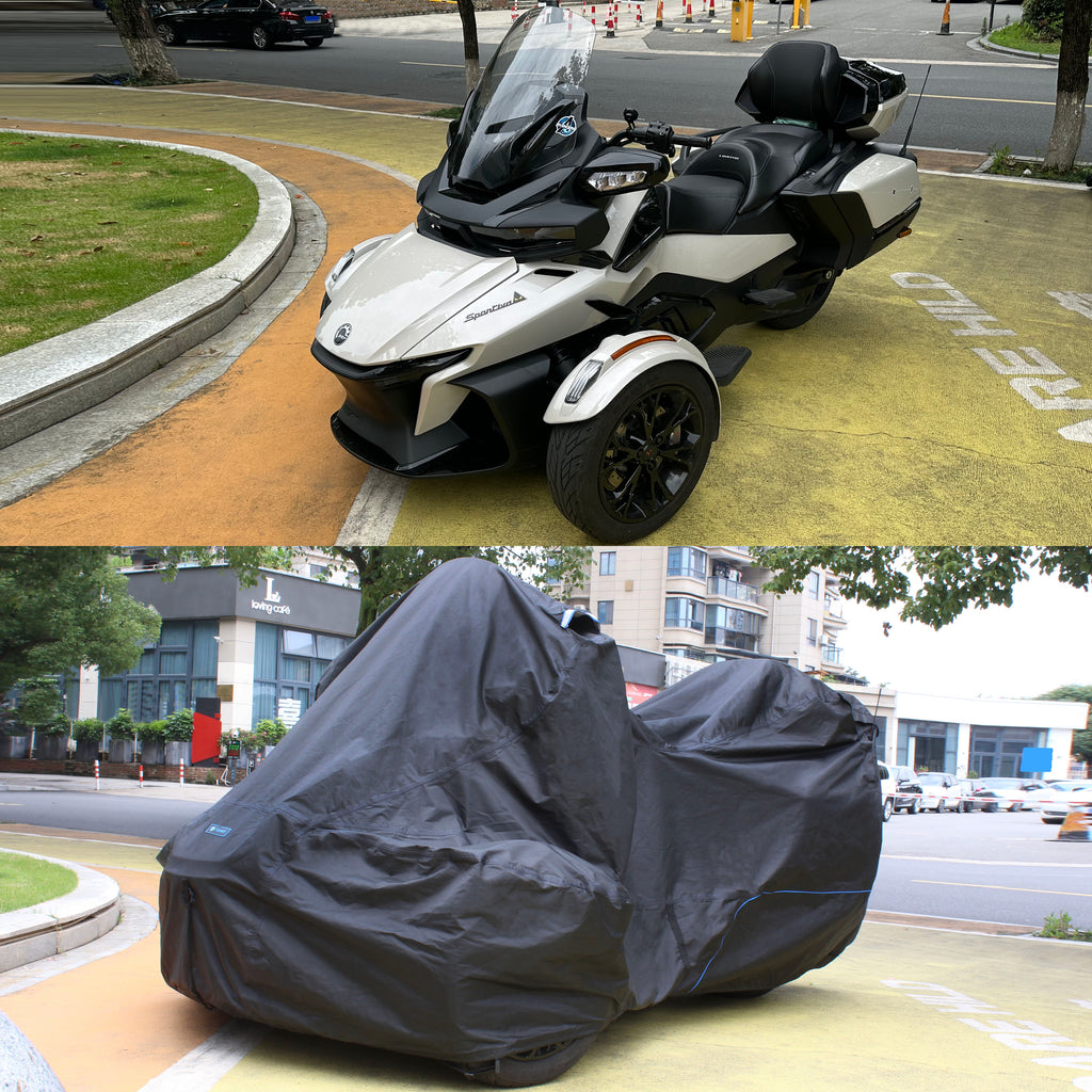 Fenrir Three Wheel Motorcycle Cover All Season Protection Waterproof Outdoor Storage Antenna Hole Design Quick Release Luggage Design for Can-Am Spyder RT Limited/Sea-to-Sky Spyder F3 Limited/Special Series