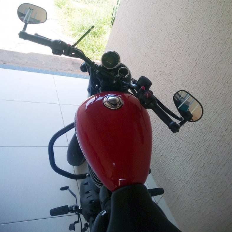 FENRIR CNC Aluminiumlegierung Cafe Racer Retro Schwarz Motorrad Lenkerendenspiegel Seitenlenkerspiegel Universal für Sport Naked Street Cruiser Scooter