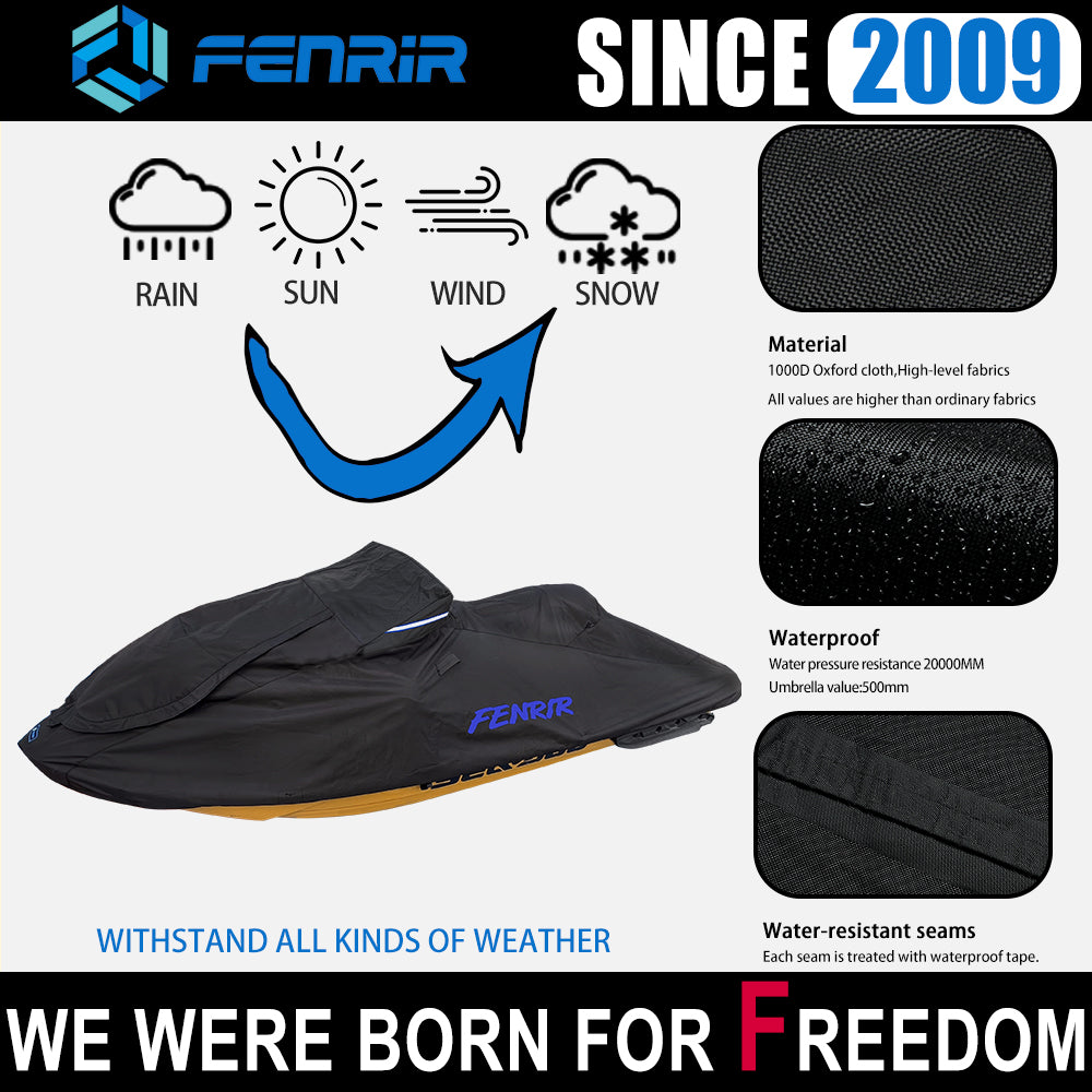 FENRIR 1000D Oxford Jet Ski Cover Trailerable Jetski Cover All Seasons  Protection Heavy Duty 100% Waterproof for GTI 90 GTI 130 GTI SE 130 GTI SE  170