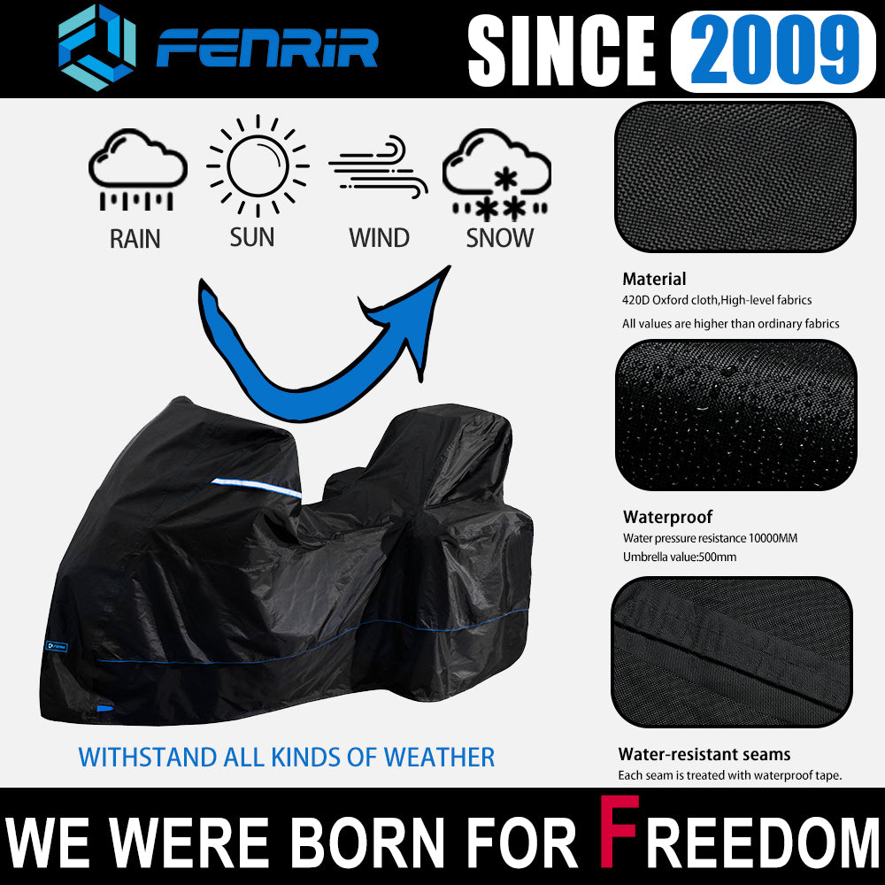 FENRIR Top Grade 420D 230CM/90"INCH Motorcycle Cover Waterproof Outdoor Storage Luggage Box Design for Adventure Touring Sport Street (1BOX/2BOX/3BOX)