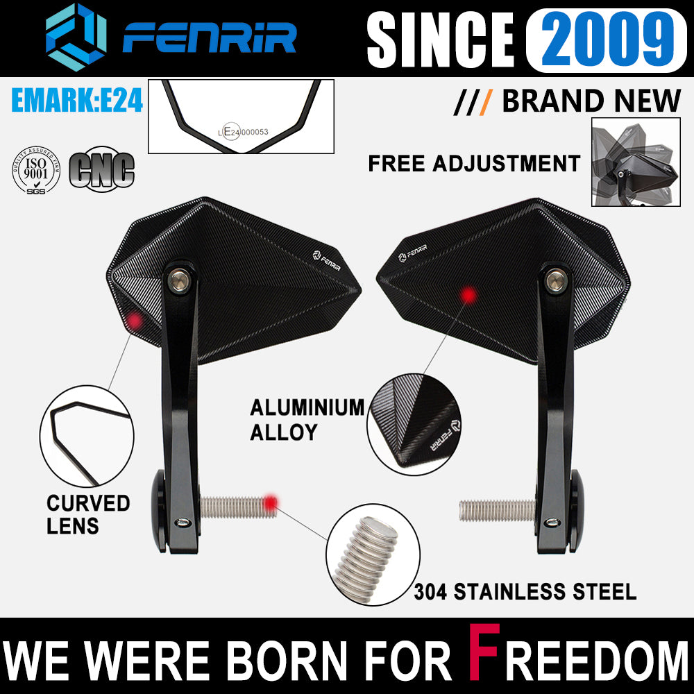 FENRIR EMARK Motorcykelstångsspegel för R nineT R9T S1000R R18 S1000RR F800R F900R R1250R R1200R HP4