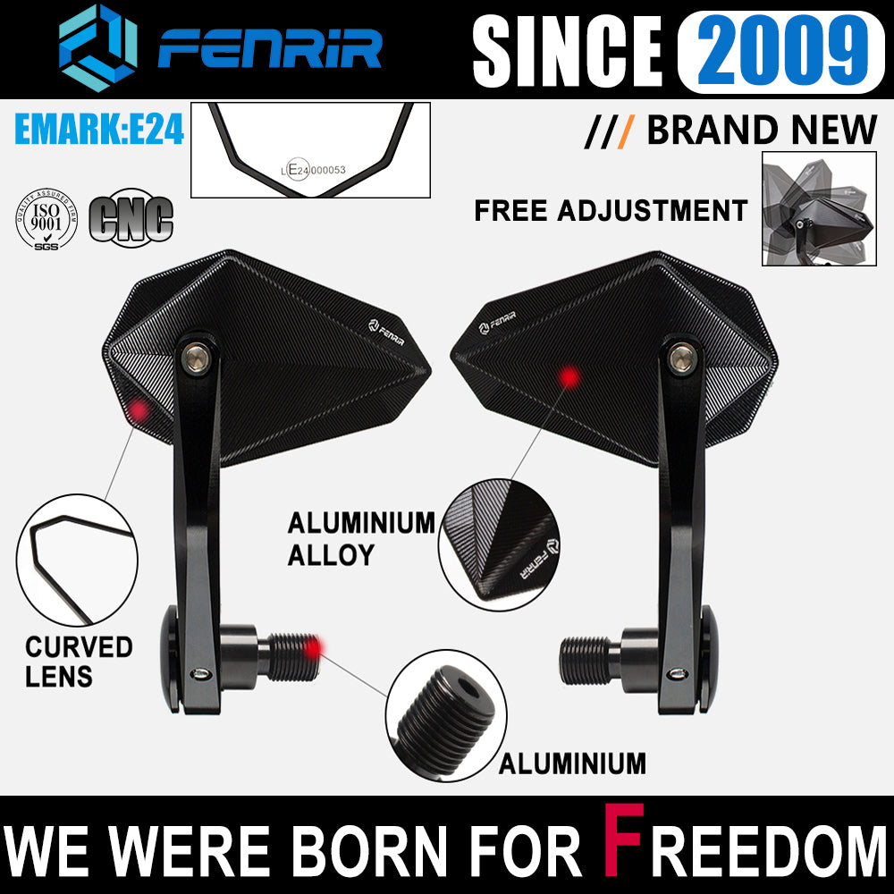FENRIR EMARK Motorcycle Bar End Mirror for MT125 MT07(2014-2024) MT09(2013-2020) MT10 MT01 XSR700 XSR900(2016-2021) FZ07 FZ09 FZ10 Niken TMAX SMAX XJ6 VStar XJR1300 XJR1200 Majesty Road Star