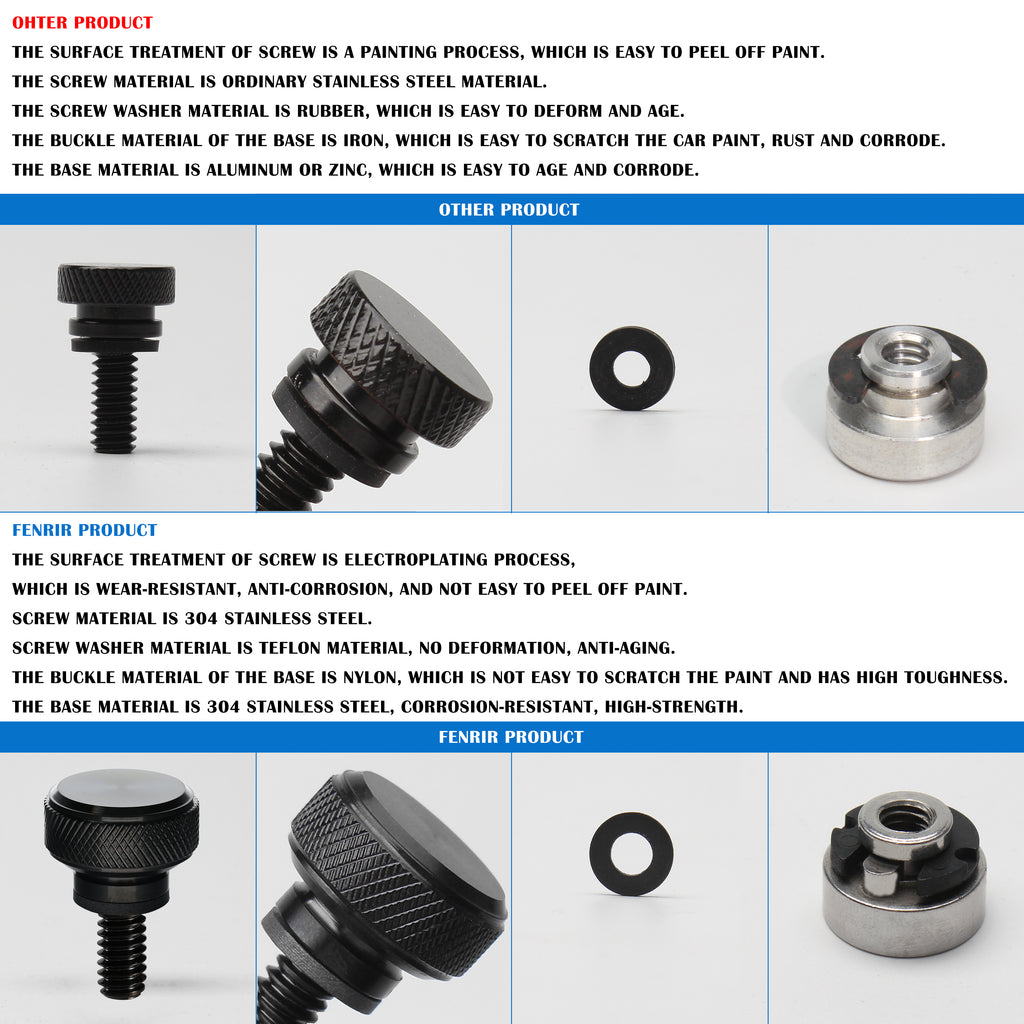 Fenrir Motorcycle Quick Release Seat Bolt Screw 304 Stainless Steel Black Finish For 1997-now Sportster XG XL Dyna Softail Touring CVO