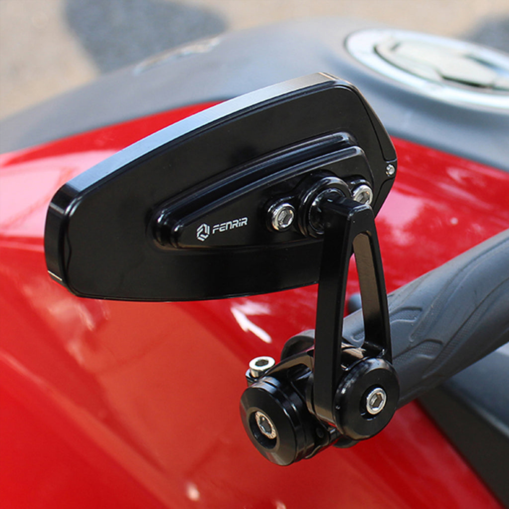 FENRIR Espejos laterales plegables de manillar para motocicleta Cafe Racer negros de aleación de aluminio CNC 801-0374