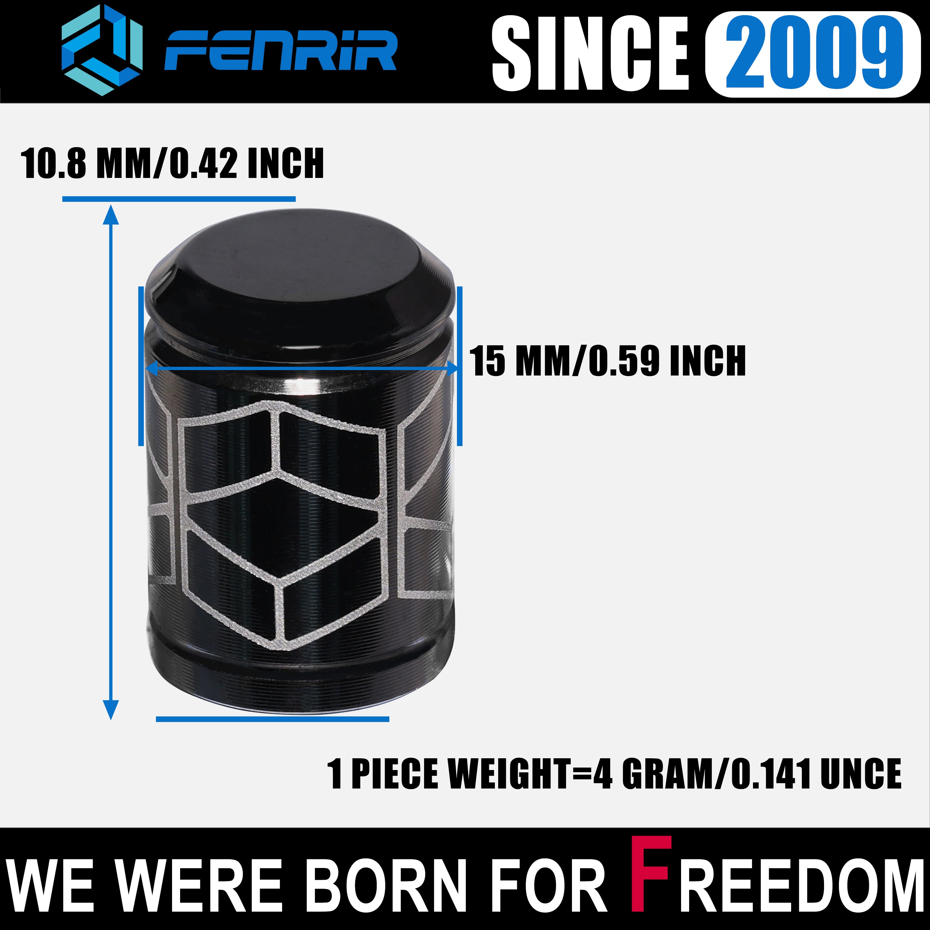 Fenrir Wheel Tire Valve Stem Caps Covers 304 Stainless Steel PVD Surface Treatment Anti-Leakage Design Compatible with American Schrader Valve Motorcycle Car SUV ATV UTV Bicycle