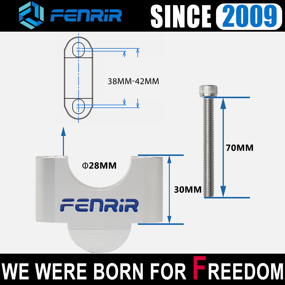 FENRIR 3CM 높인 오토바이 핸들바 라이저 실버 알루미늄 합금 28MM 핸들바용