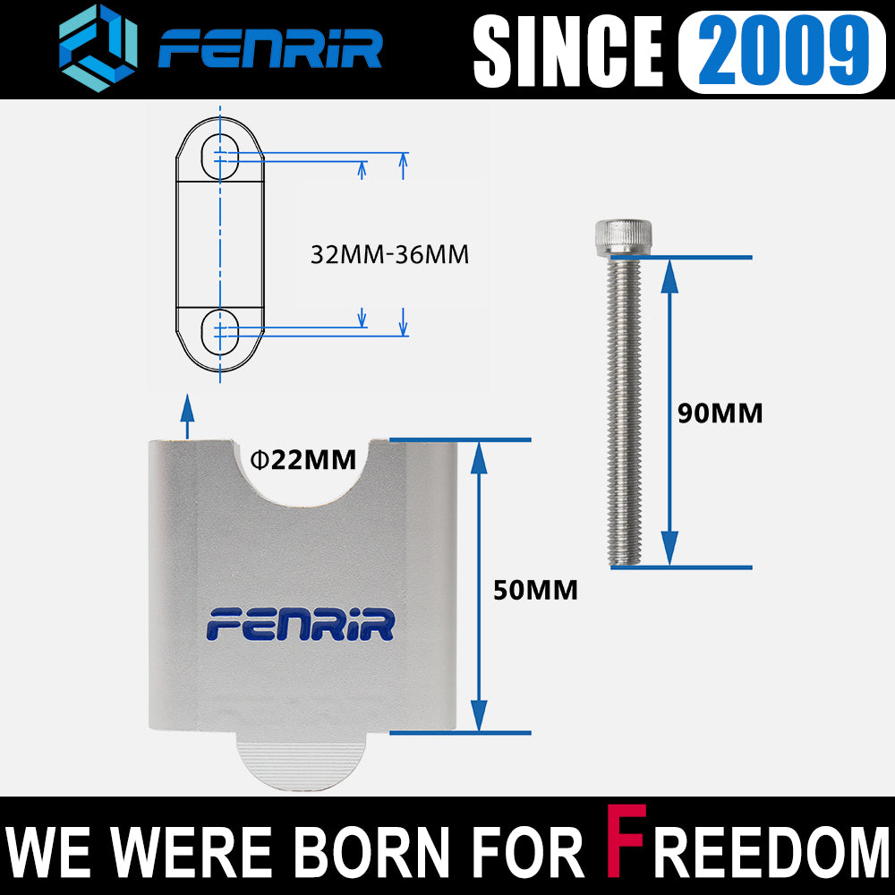 FENRIR Increase 5CM Motorcycle Handlebar Riser Sliver Aluminum Alloy For 22MM Handlebar