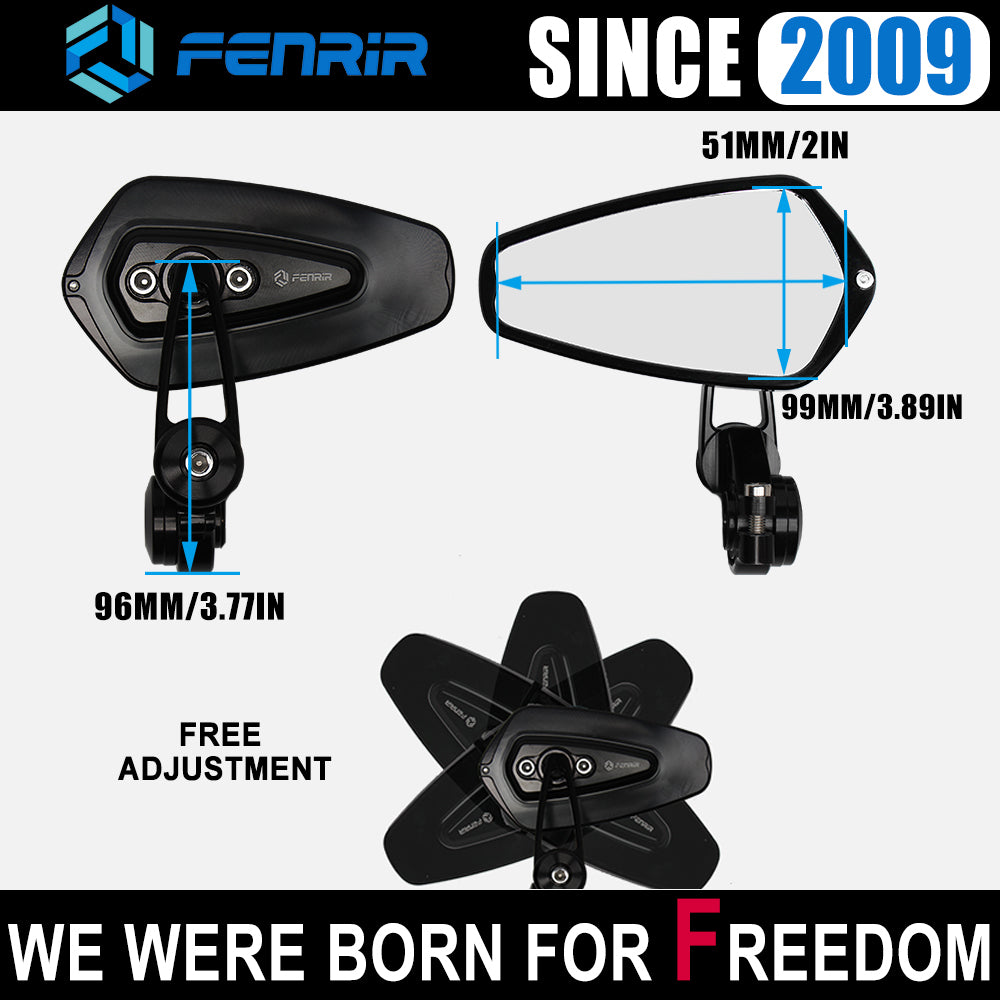 FENRIR Motorcycle Handlebar Bar End Mirrors Mirror For Z1000 Z900 Z800 Z750 Z500 Z400 Z300 Z250 ZH2 Ninja1000 Ninja400 ZX6R ZX10R ZX25R ZX4R ZX14R ER6N ER6F Z900RS Z650RS Vulcan S Eliminator