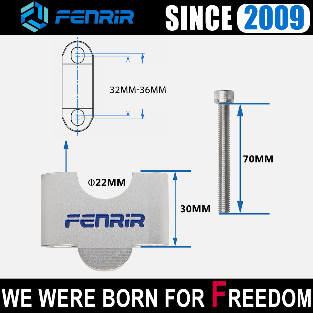 FENRIR Increase 3CM Motorcycle Handlebar Riser Sliver Aluminum Alloy For 22MM Handlebar