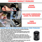 Fenrir Wheel Tire Valve Stem Caps Covers 304 Stainless Steel PVD Surface Treatment Anti-Leakage Design Compatible with American Schrader Valve Motorcycle Car SUV ATV UTV Bicycle