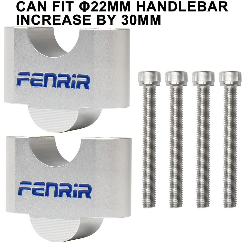 FENRIR Increase 3CM Motorcycle Handlebar Riser Sliver Aluminum Alloy For 22MM Handlebar