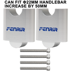 FENRIR Increase 5CM Motorcycle Handlebar Riser Sliver Aluminum Alloy For 22MM Handlebar