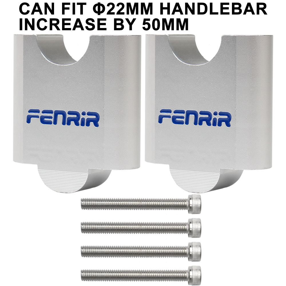 FENRIR Increase 5CM Motorcycle Handlebar Riser Sliver Aluminum Alloy For 22MM Handlebar