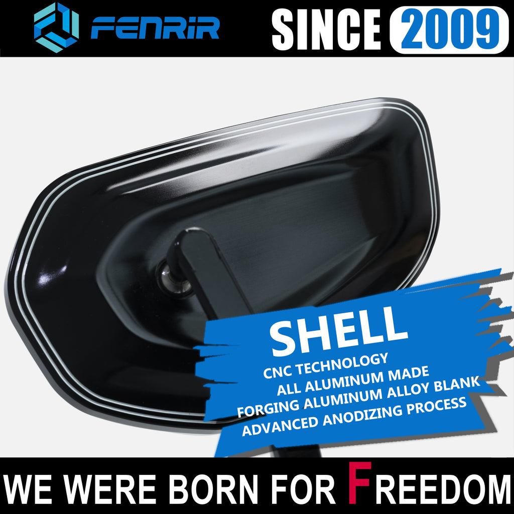 FENRIR E24 Emark CNC alumiiniseos musta moottoripyörän puolipeili Universal Retro pyöreä M10/M8 Adventure Dual Sport Naked Street Cruiser -skootteri