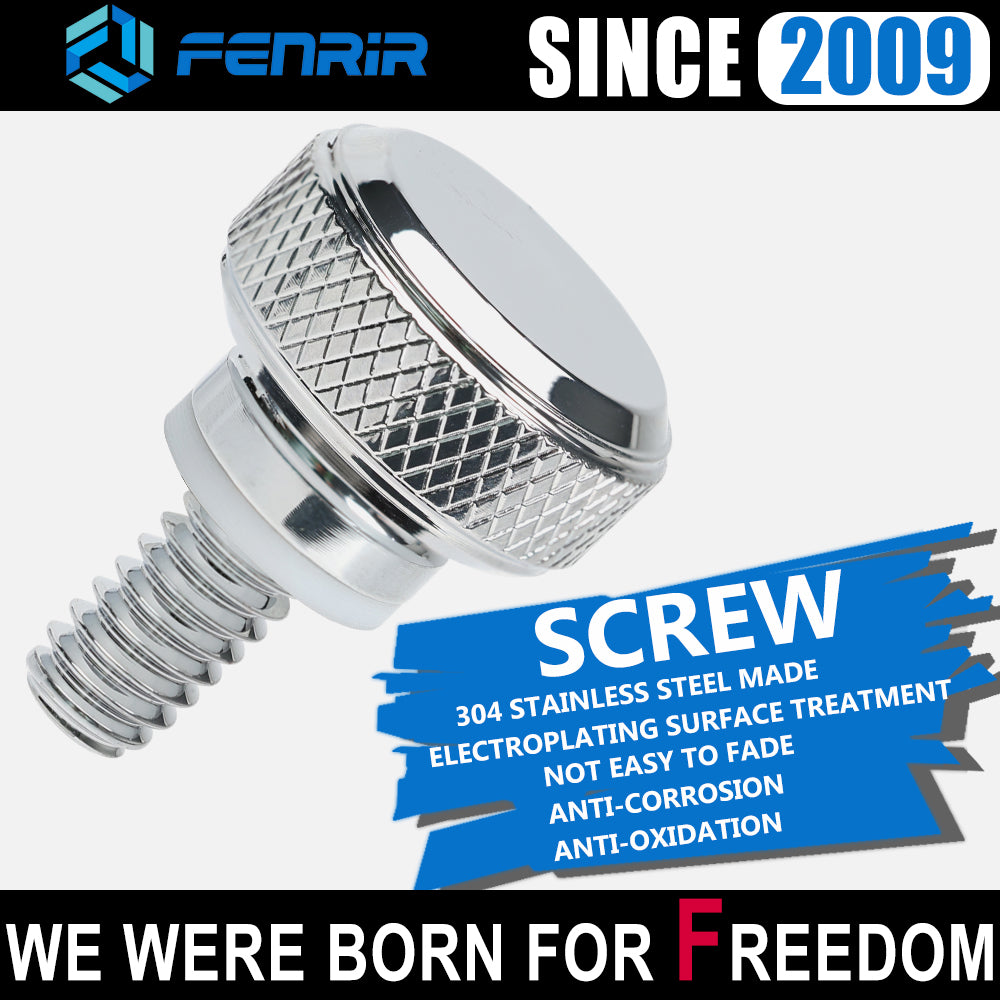 Fenrir Motorcycle Custom Quick Release Seat Bolt Screw Base Kit 304 Stainless Steel Chrome Finish For 1997-now Sportster Dyna Softail Touring CVO