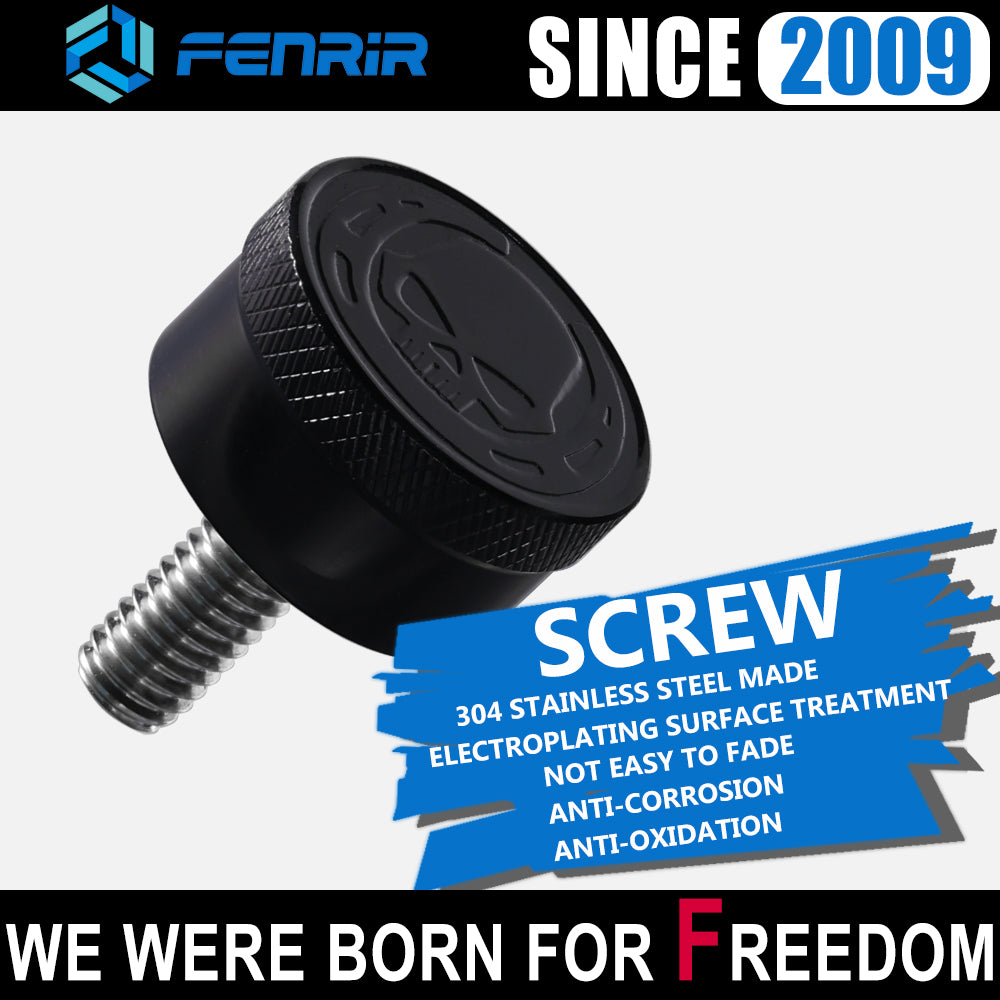 Fenrir Motorcycle Seat Anti Theft Bolt Security Screw Kit 304 Stainless Steel Metal Engraving Skull Horseshoe Motif Compatible with Harley Davidson 1997-Now Sportster Softail Dyna Touring