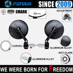 FENRIR Emark CNC Forged Aluminum Alloy Round Black Motorcycle Bar End Mirrors 801-0518