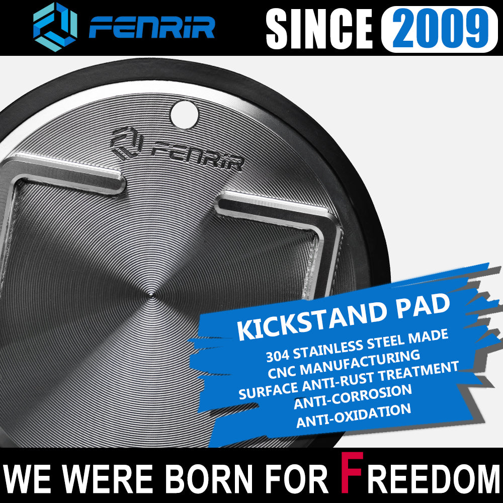 FENRIR 304 Stainless Steel Kickstand Pad Plate Support Coaster Accessory for Motorcycle Bike Scooter Fit Outdoor:Soft ground/Grass/Dirt road/Asphalt road Indoor:Garage floor/Wood floor