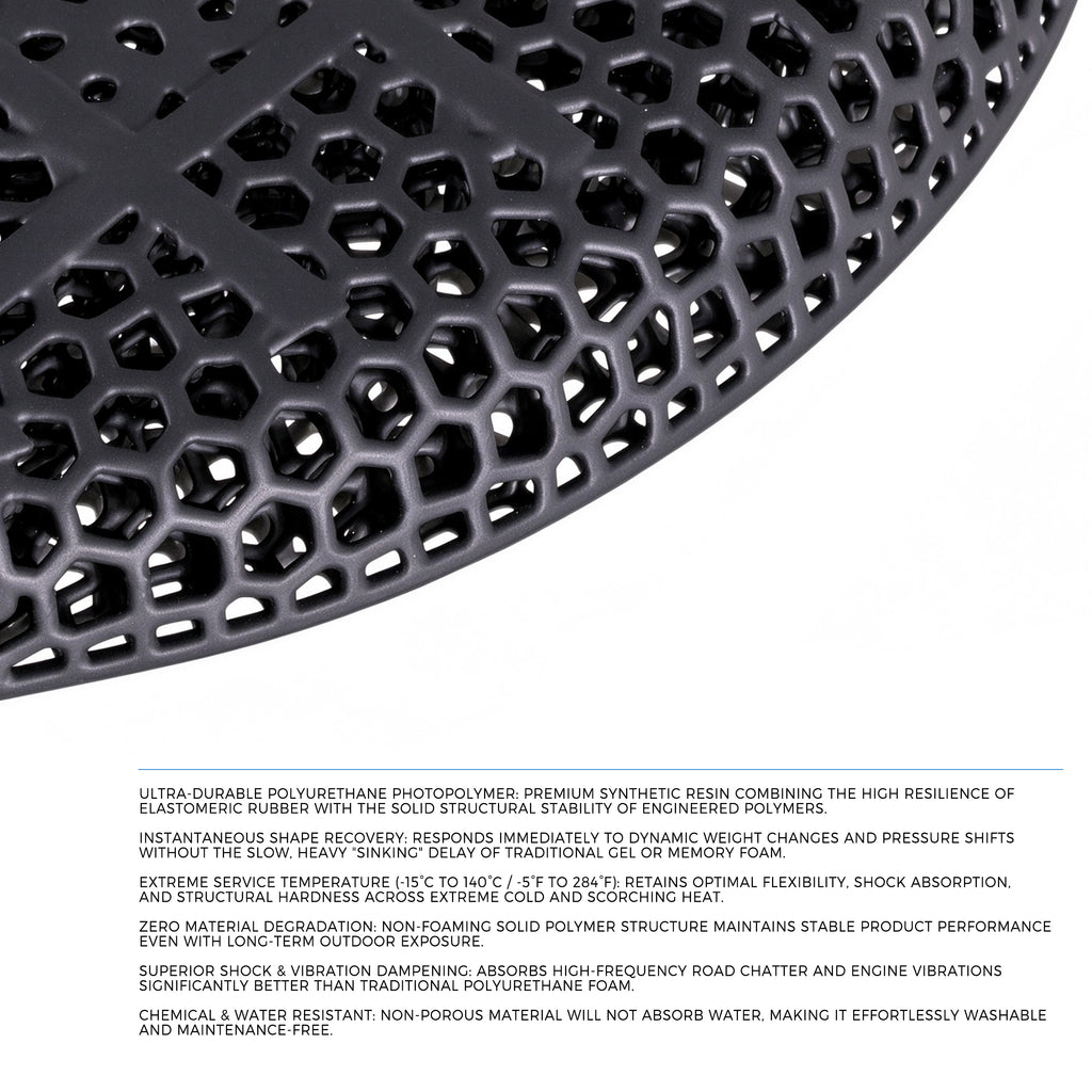 FENRIR 3D Printed Motorcycle Seat Cushion 809-Y050 Black Ergonomic Design Breathable Shock Absorbing Honeycomb Matrix Comfort Pad For Cruiser Touring Long Rides