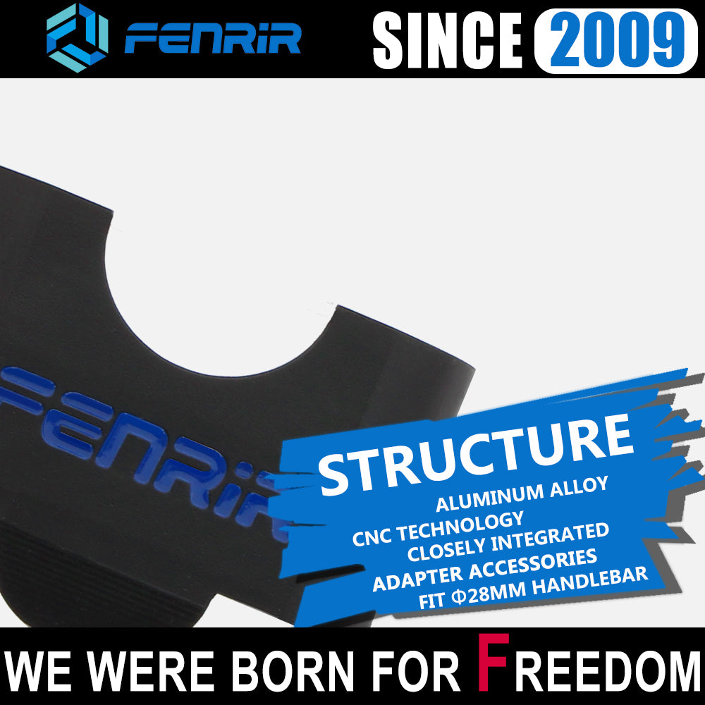 FENRIR Increase 3CM Motorcycle Handlebar Riser Black Aluminum Alloy For 28MM Handlebar
