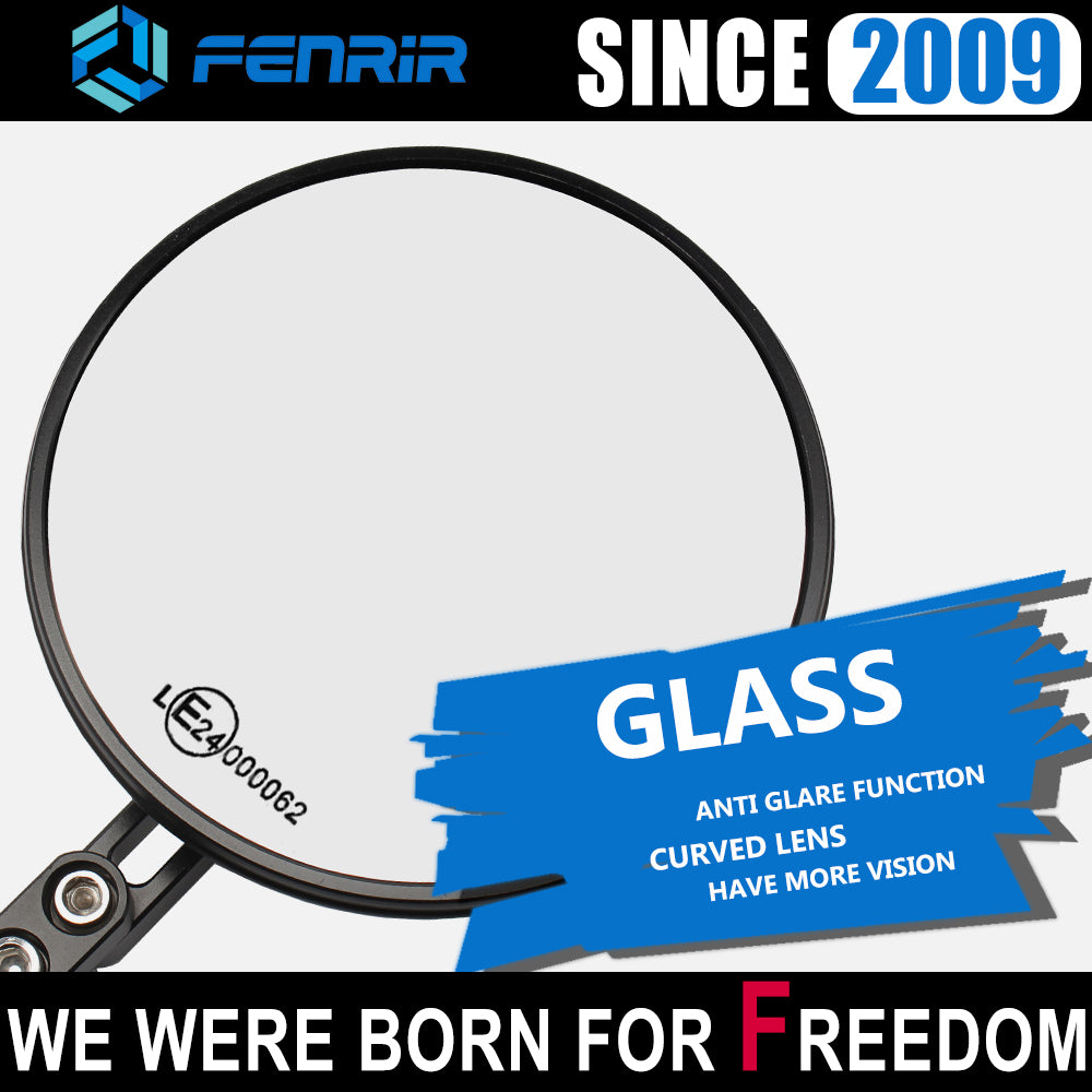 FENRIR EMARK CNC Aluminiumlegierung Runde Cafe Racer Retro Schwarze Motorrad Lenkerendspiegel 801-0505