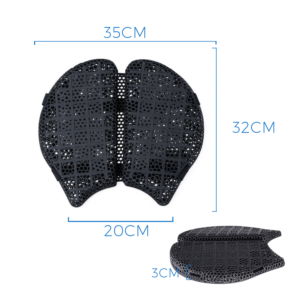 FENRIR 3D Printed Motorcycle Seat Cushion 809-Y050 Black Ergonomic Design Breathable Shock Absorbing Honeycomb Matrix Comfort Pad For Cruiser Touring Long Rides