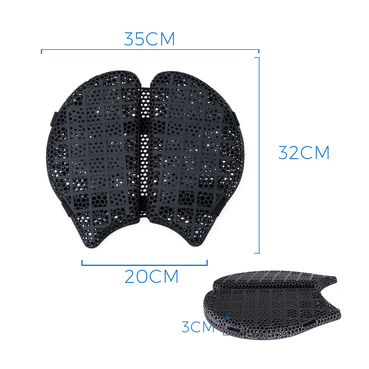 FENRIR 3D Printed Motorcycle Seat Cushion 809-Y050 Black Ergonomic Design Breathable Shock Absorbing Honeycomb Matrix Comfort Pad For Cruiser Touring Long Rides