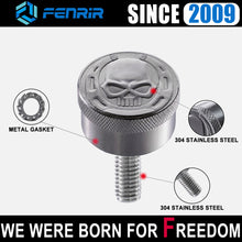 Load image into Gallery viewer, Fenrir Motorcycle Seat Anti Theft Bolt Security Screw Kit Silver 304 Stainless Steel Metal Engraving Skull Horseshoe Motif Compatible with Harley Davidson 1997-Now Sportster Softail Dyna Touring