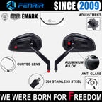 FENRIR E24 Emark CNC alumiiniseos musta moottoripyörän puolipeili Universal Retro pyöreä M10/M8 Adventure Dual Sport Naked Street Cruiser -skootteri
