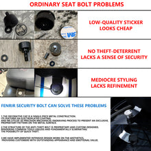 Load image into Gallery viewer, Fenrir Motorcycle Seat Anti Theft Bolt Security Screw Kit 304 Stainless Steel Metal Engraving Skull Horseshoe Motif Compatible with Harley Davidson 1997-Now Sportster Softail Dyna Touring