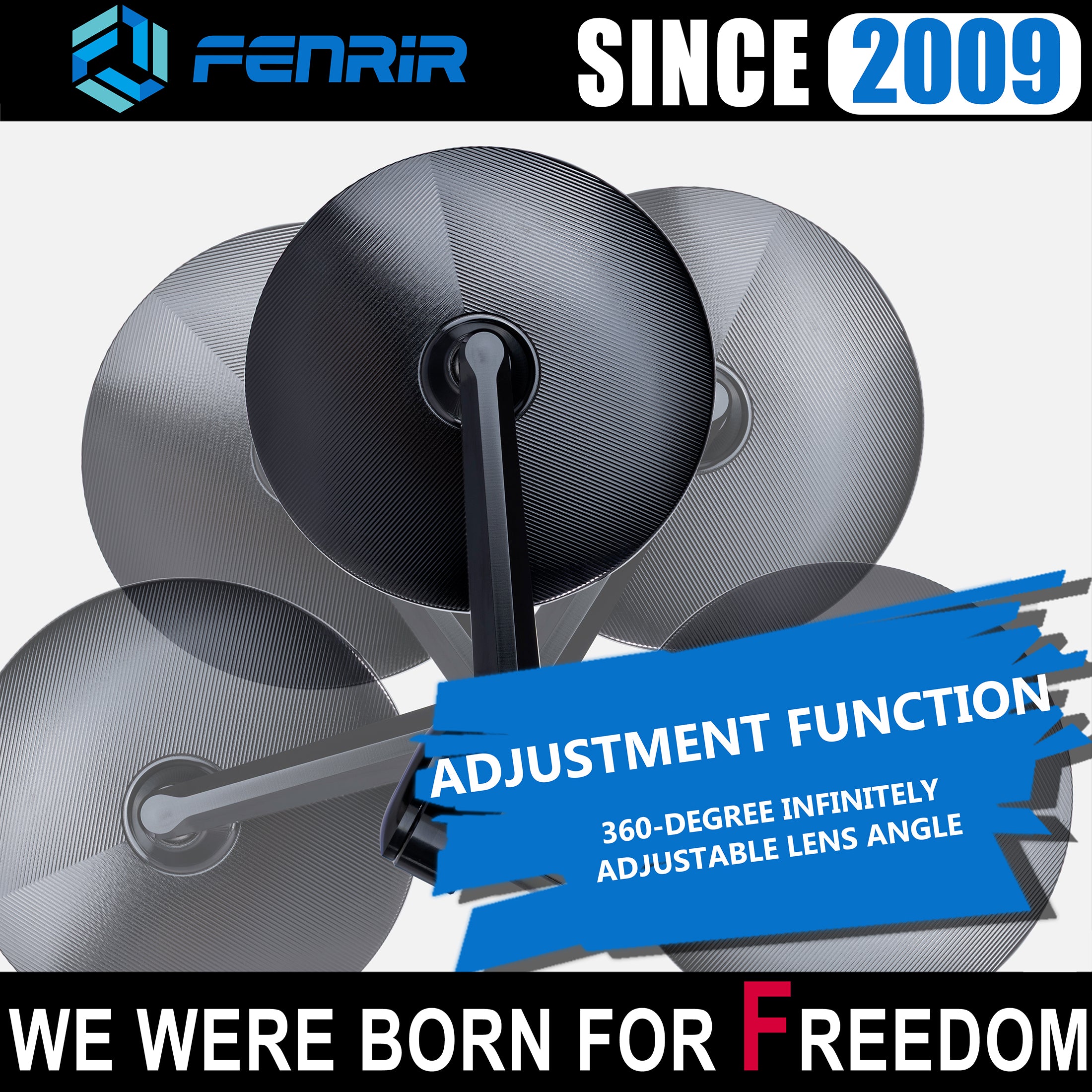 FENRIR Emark CNC Forged Aluminum Alloy Round Black Motorcycle Bar End Mirrors 801-0518