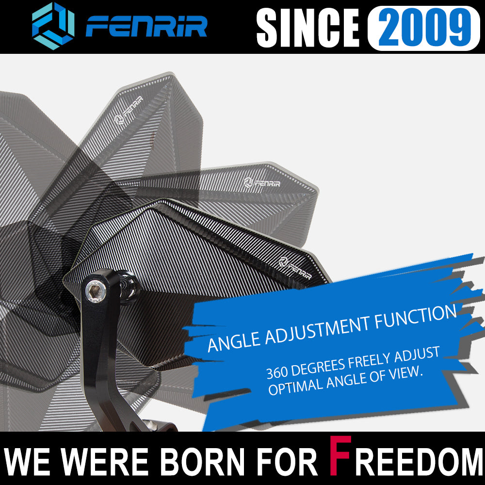 FENRIR EMARK CNC Forged Aluminum Alloy Black Motorcycle Handlebar Bar End Mirrors 801-0372-E