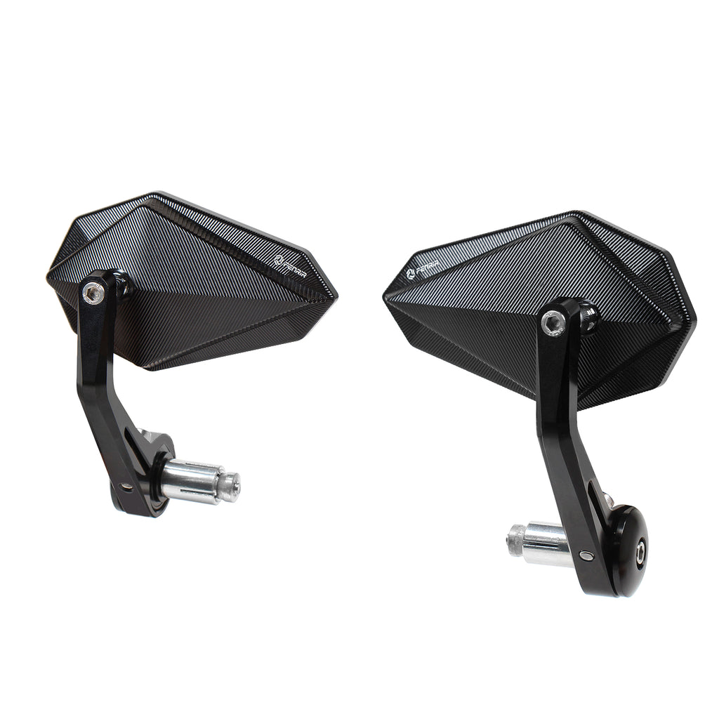 FENRIR CNC Aluminiumlegierung Cafe Racer Schwarzer Motorrad Lenkerendspiegel Seiten-Lenker Spiegel Universal Rückblick 801-0372