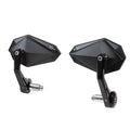 FENRIR CNC Aluminiumlegierung Cafe Racer Schwarzer Motorrad Lenkerendspiegel Seiten-Lenker Spiegel Universal Rückblick 801-0372