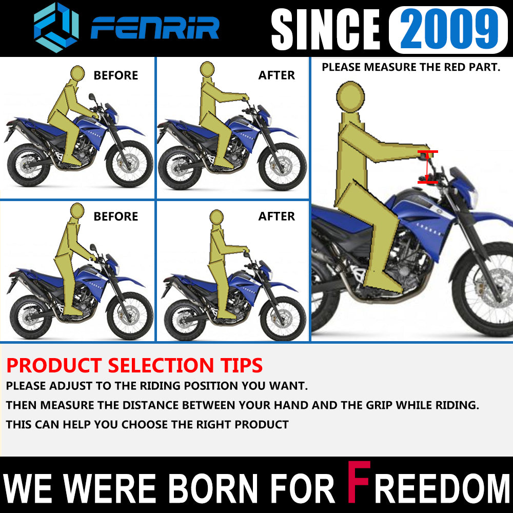 FENRIR Increase 3CM Motorcycle Handlebar Riser Black Aluminum Alloy For 22MM Handlebar