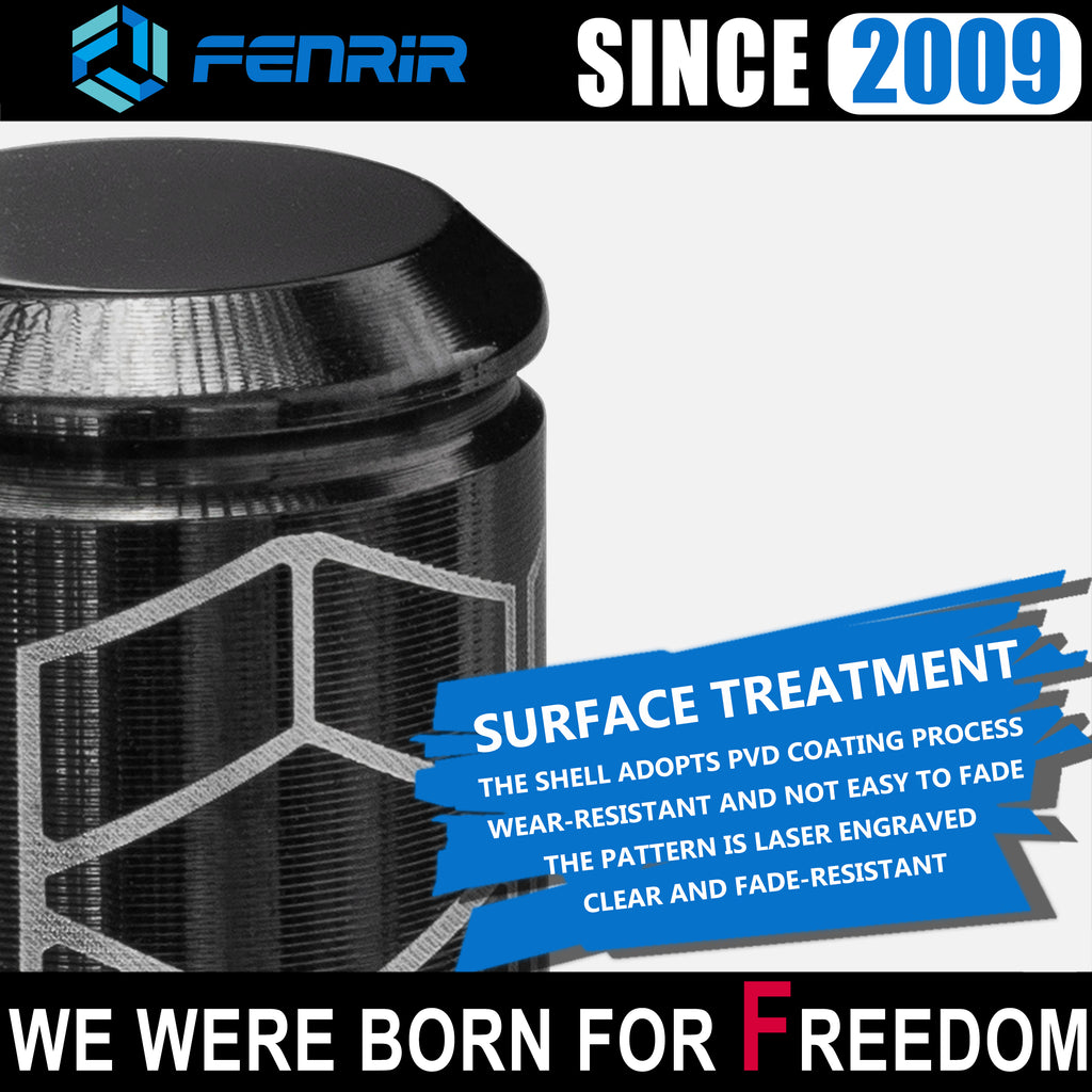 Fenrir Wheel Tire Valve Stem Caps Covers 304 Stainless Steel PVD Surface Treatment Anti-Leakage Design Compatible with American Schrader Valve Motorcycle Car SUV ATV UTV Bicycle