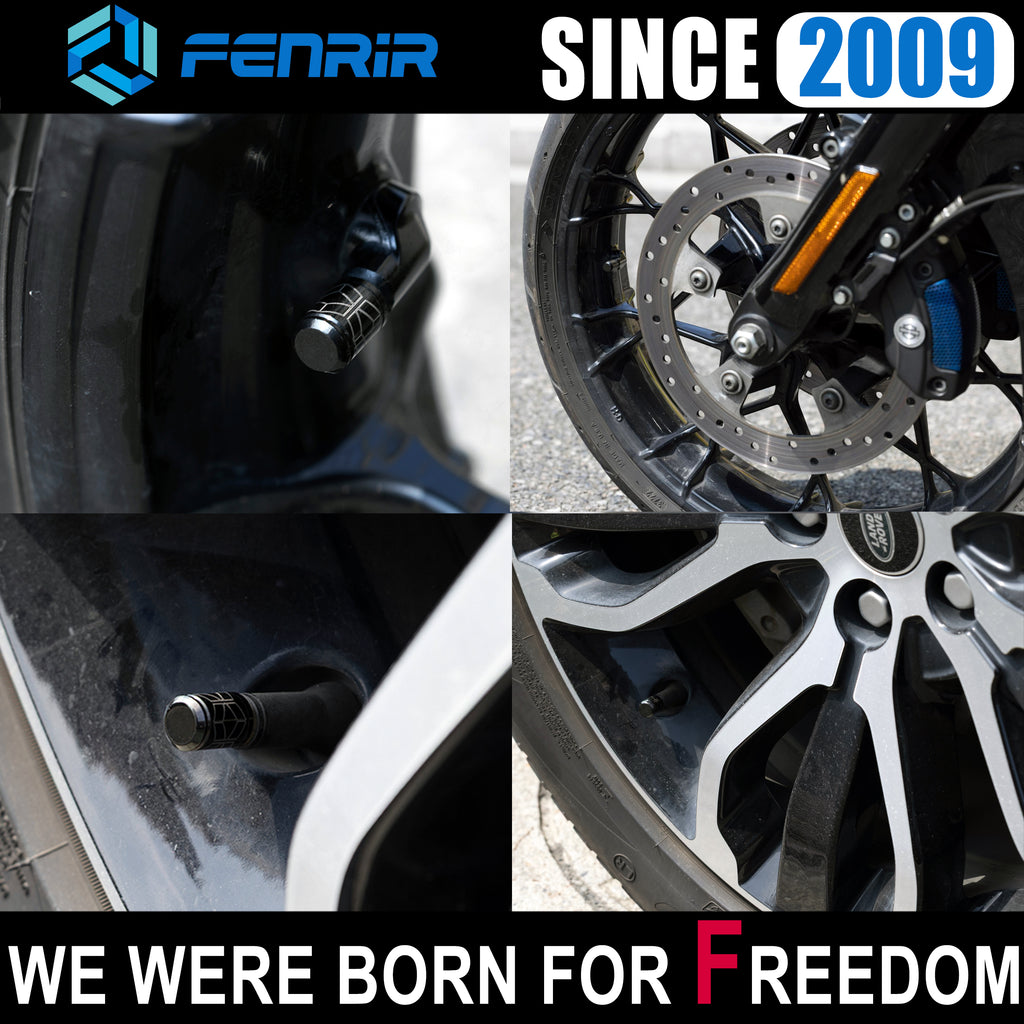 Fenrir Wheel Tire Valve Stem Caps Covers 304 Stainless Steel PVD Surface Treatment Anti-Leakage Design Compatible with American Schrader Valve Motorcycle Car SUV ATV UTV Bicycle