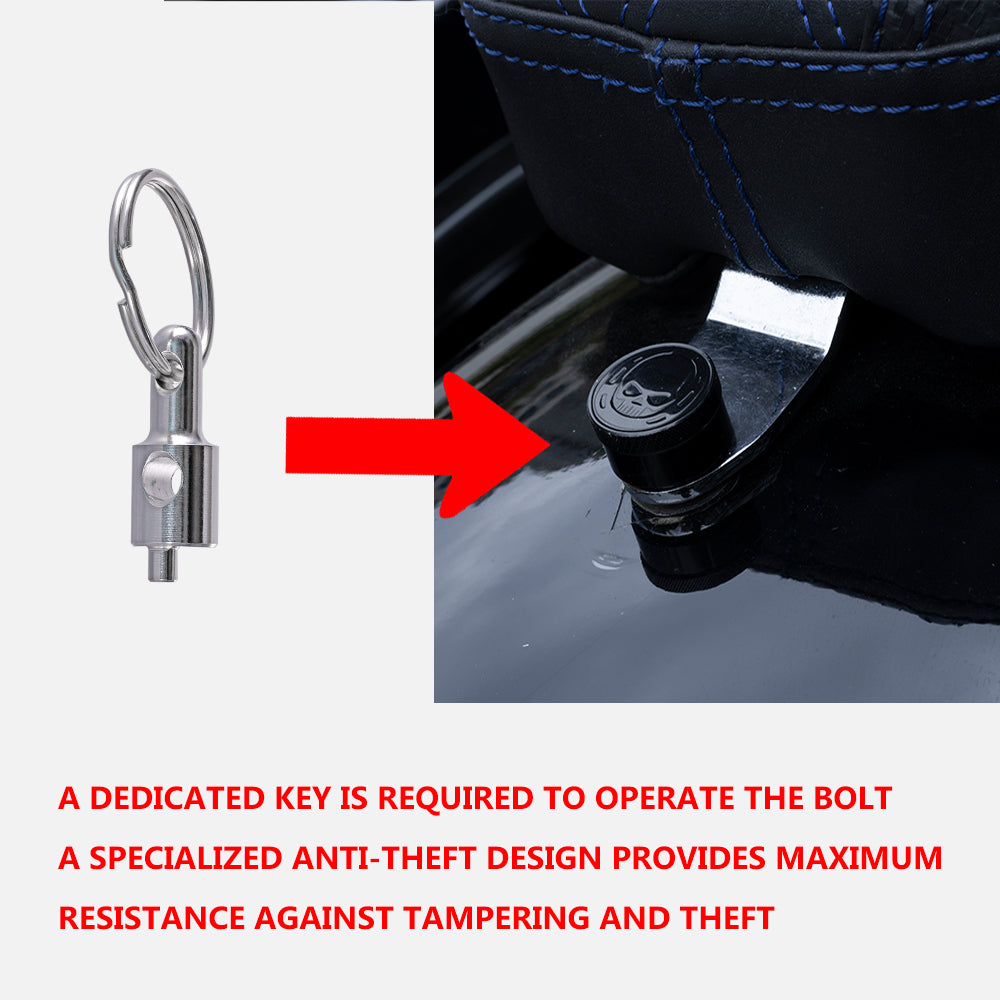 Fenrir Motorcycle Seat Anti Theft Bolt Security Screw Kit 304 Stainless Steel Metal Engraving Skull Horseshoe Motif Compatible with Harley Davidson 1997-Now Sportster Softail Dyna Touring