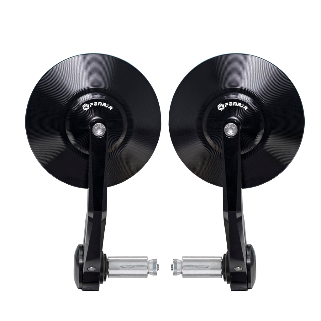 Espejos laterales de manillar redondos estilo café racer retro de aleación de aluminio CNC FENRIR Emark Negro 801-0378