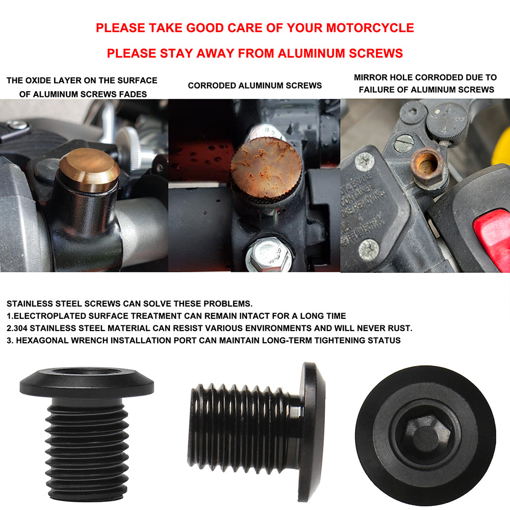FENRIR Motor spiegel Gat Plug 304 RVS Voor M10XP1.25 4 stuks