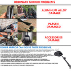 FENRIR Motorcycle Mirrors Indestructible Folding Function Anti-glare Curved Lenses Anti-vibration Design Adjustable Designed for road off-road Adventure (801-0118)