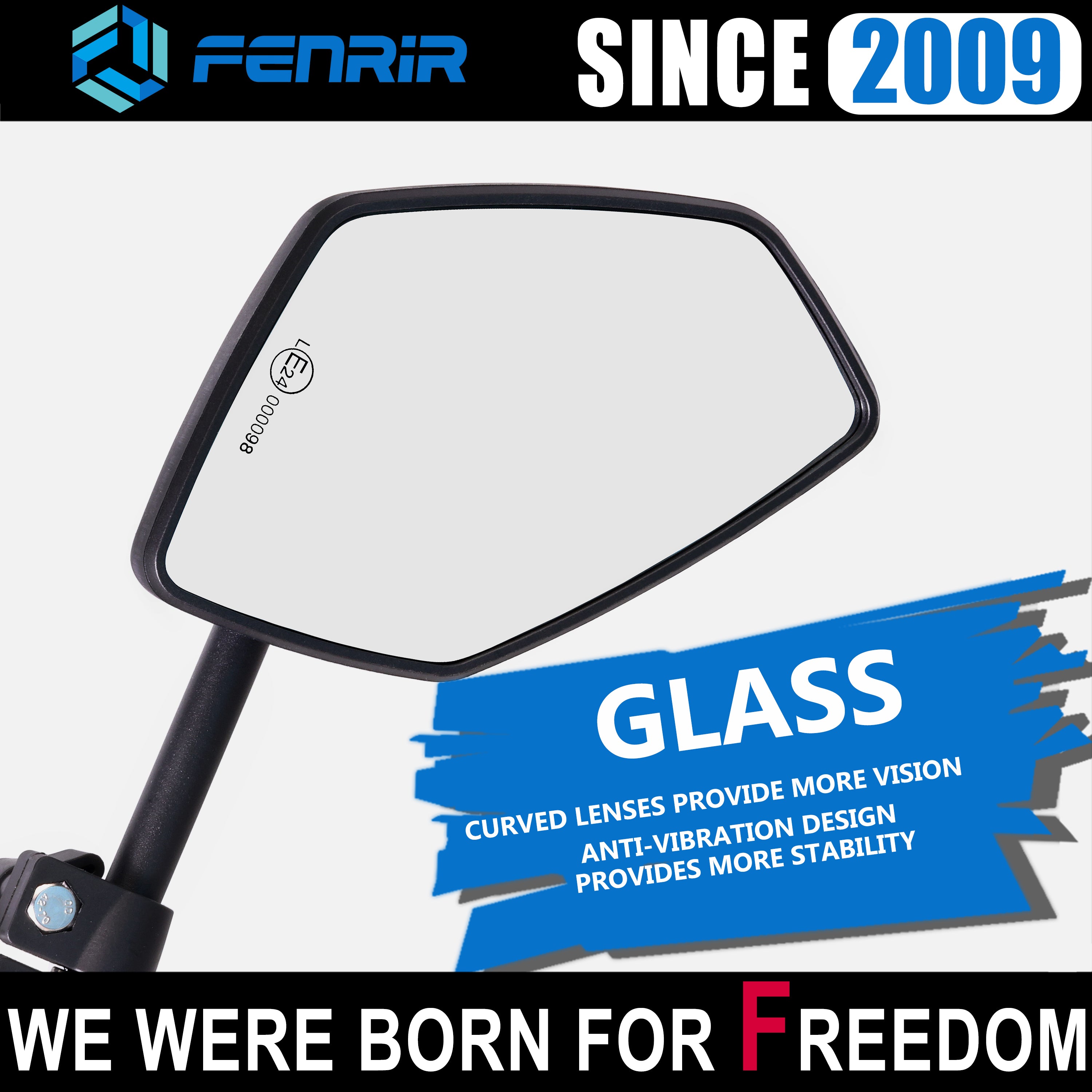 FENRIR Motorcycle Mirrors Indestructible Folding Function Anti-glare Curved Lenses Anti-vibration Design Adjustable Designed for road off-road Adventure (801-0118)