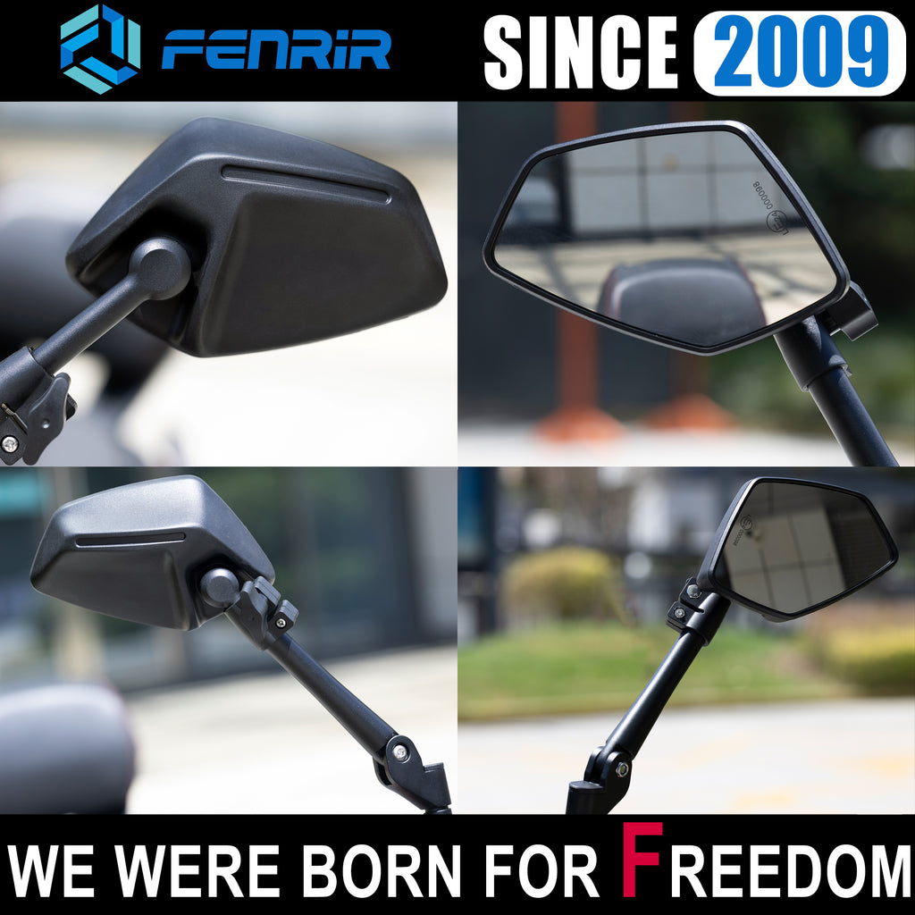 FENRIR Motorcycle Mirrors Indestructible Folding Function Anti-glare Curved Lenses Anti-vibration Design Adjustable Designed for road off-road Adventure (801-0118)