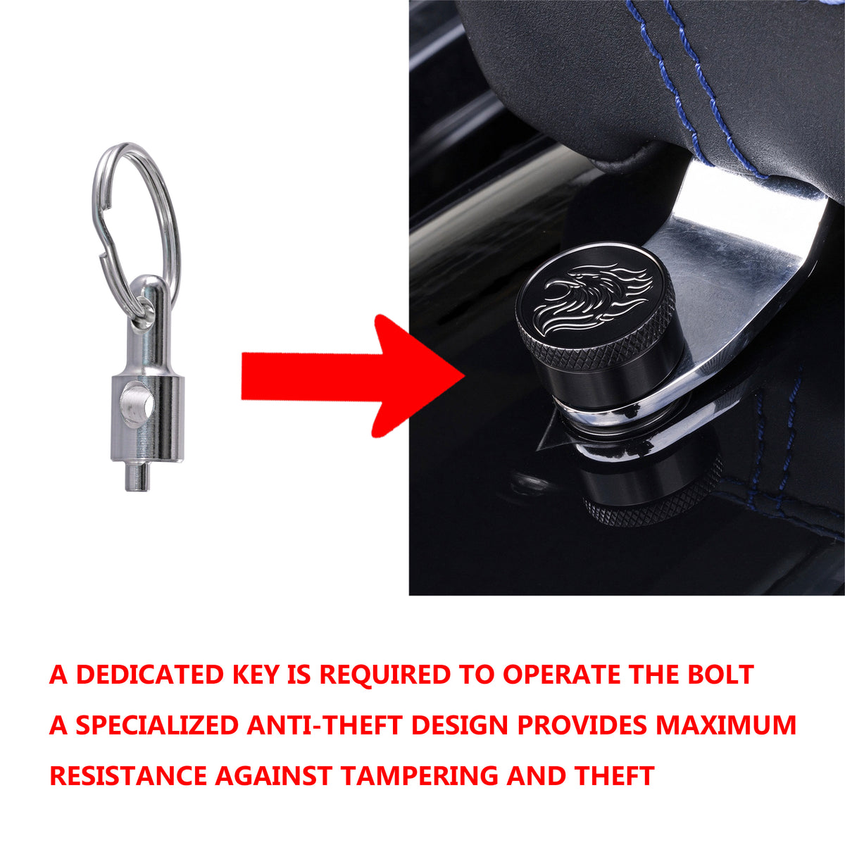 Fenrir Motorcycle Seat Anti Theft Bolt Security Screw Kit 304 Stainless Steel Metal Engraving Eagle Motif Compatible with Harley Davidson 1997-Now Sportster Softail Dyna Touring
