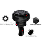 Fenrir Motorcycle Quick Release Seat Bolt Screw 304 Stainless Steel Black Finish Metal Engraving Acanthus Scrollwork Motif For 1997-now Sportster XG XL Dyna Softail Touring CVO