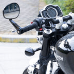 FENRIR Emark CNC Aluminiumlegierung Cafe Racer Retro Schwarzer Motorrad Lenkerendspiegel Seiten-Lenker Spiegel 801-0375