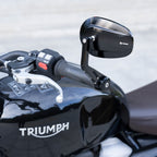 FENRIR Emark CNC Aluminiumlegierung Cafe Racer Retro Schwarzer Motorrad Lenkerendspiegel Seiten-Lenker Spiegel 801-0375