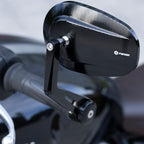 FENRIR Emark CNC Aluminiumlegierung Cafe Racer Retro Schwarzer Motorrad Lenkerendspiegel Seiten-Lenker Spiegel 801-0375