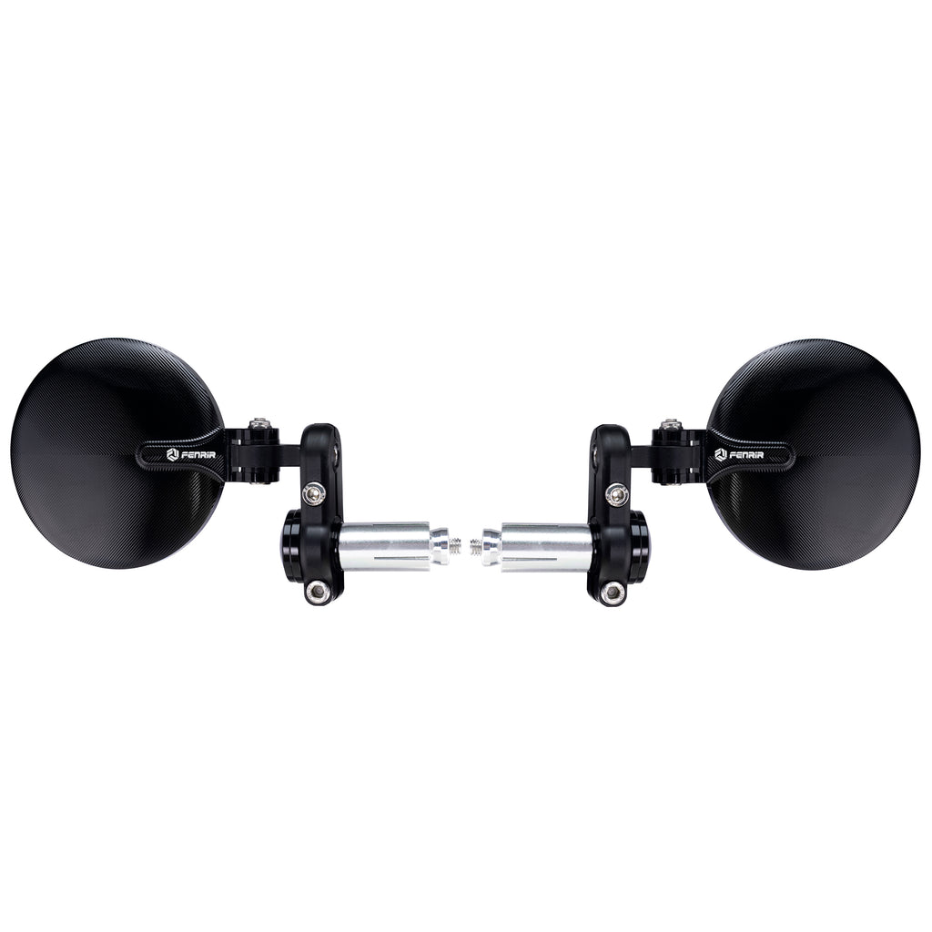 FENRIR CNC Forged Aluminum Alloy Round Black Motorcycle Bar End Mirrors 801-0366