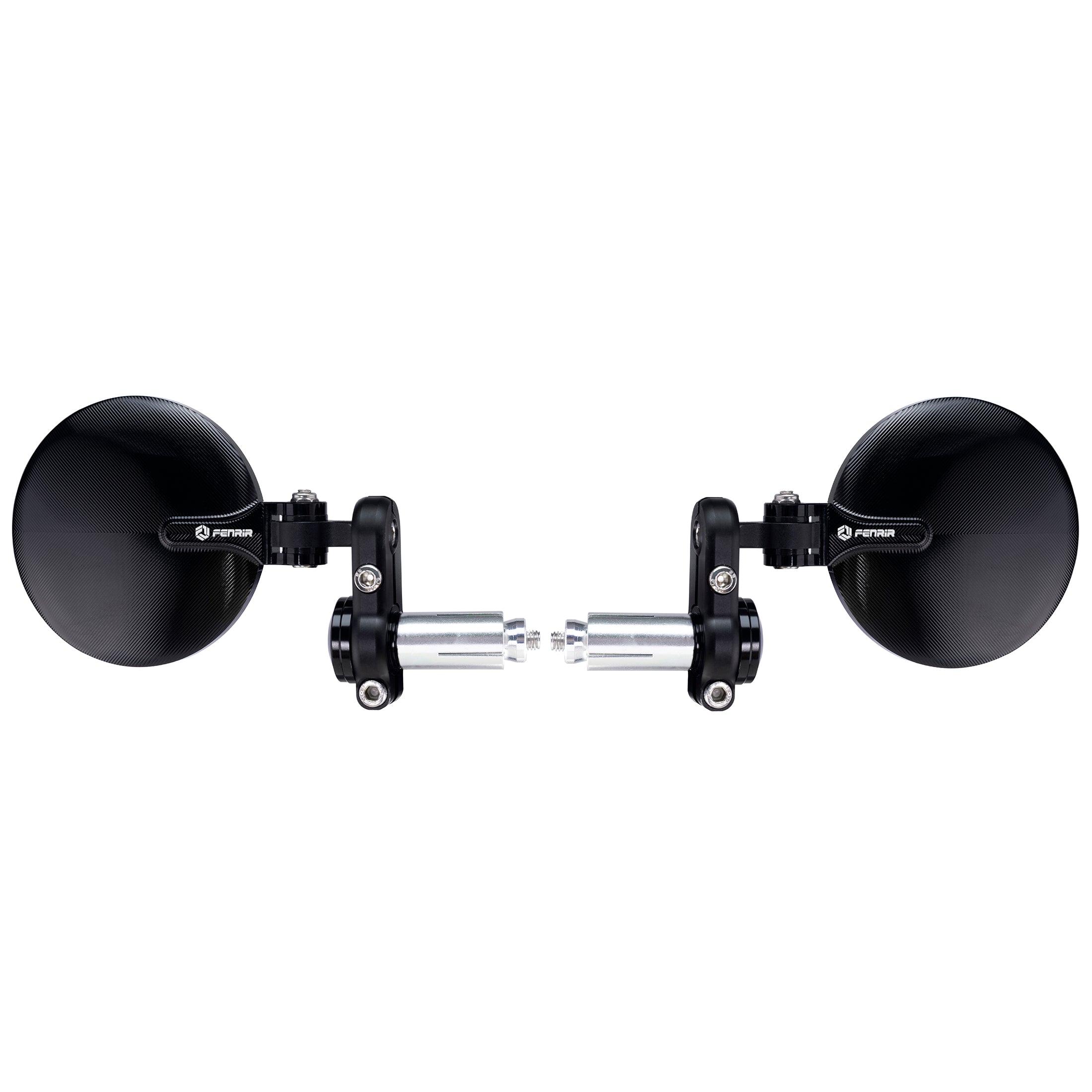 FENRIR CNC Forged Aluminum Alloy Round Black Motorcycle Bar End Mirrors 801-0366